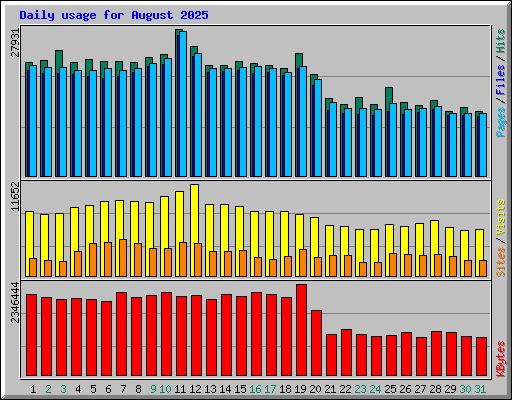 Daily usage for August 2025